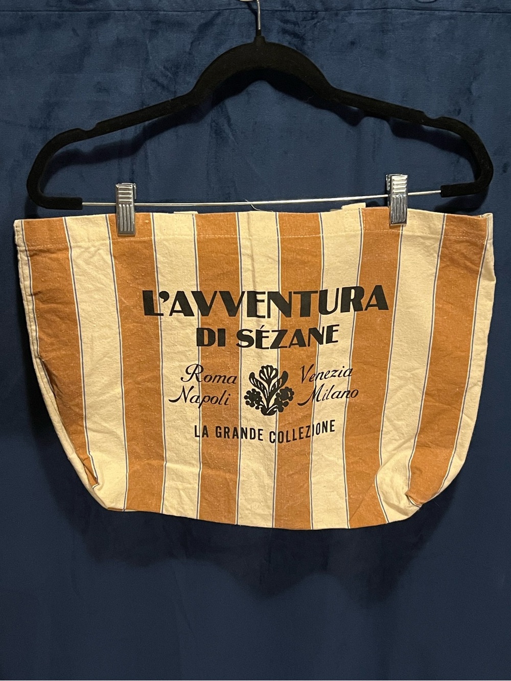 Sezane Striped Canvas Tote - Mustard & Cream